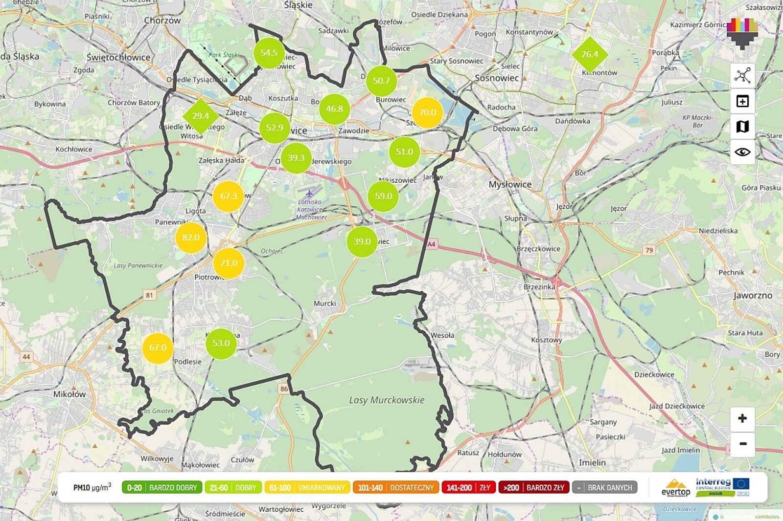Czujniki katowice powietrze