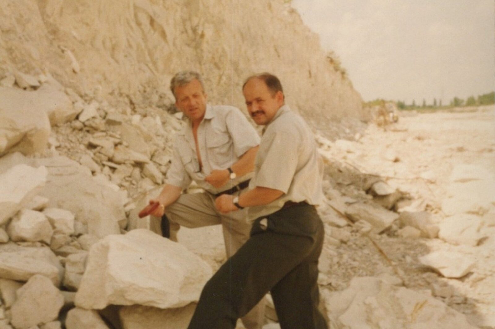 Chełm 1999 r. Kopalnia kredy (kierownik kopalni - Tadeusz Januś i Prezes P-GIG Jan Zawiślak