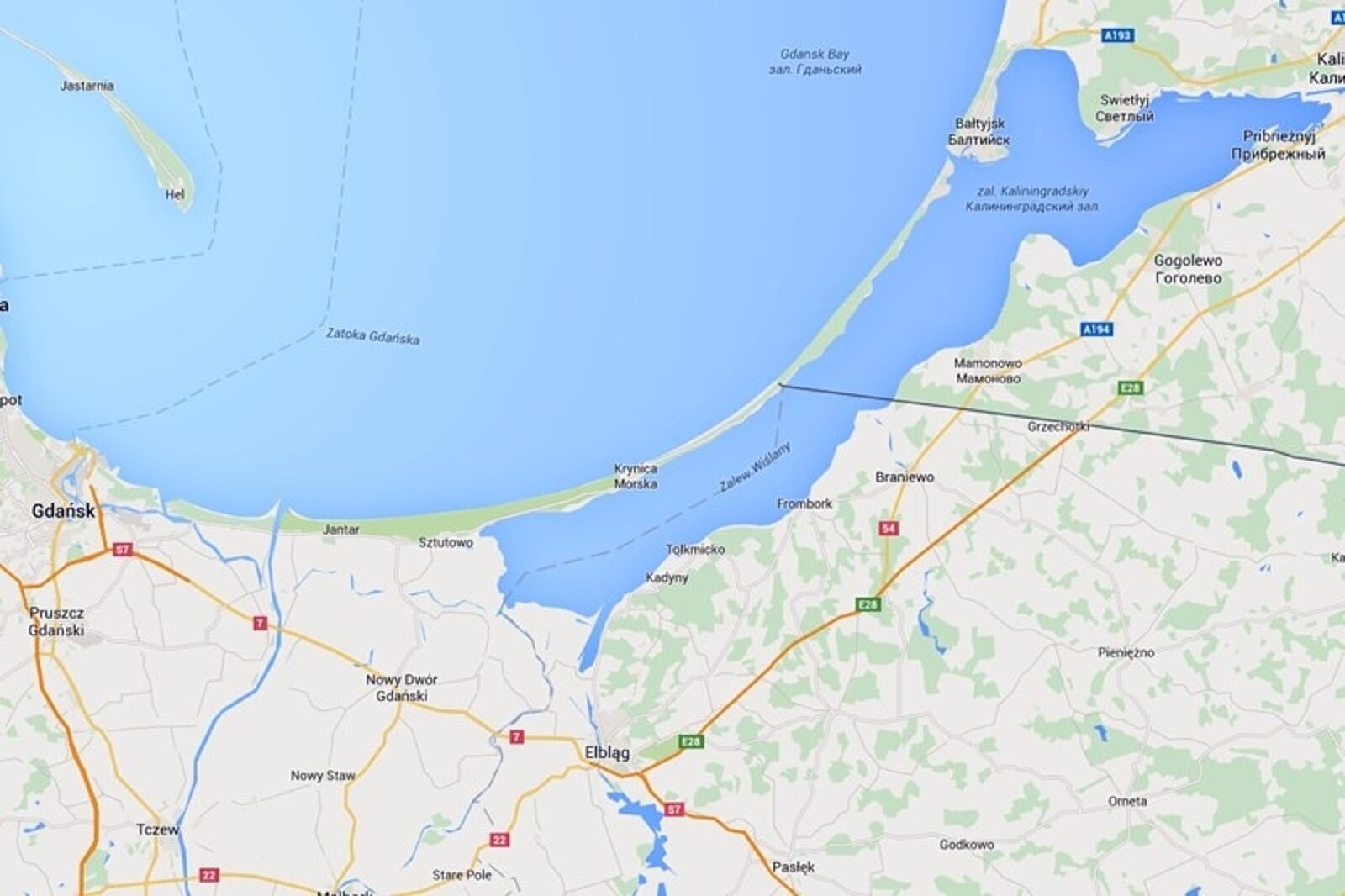 Mierzeja wislana google maps