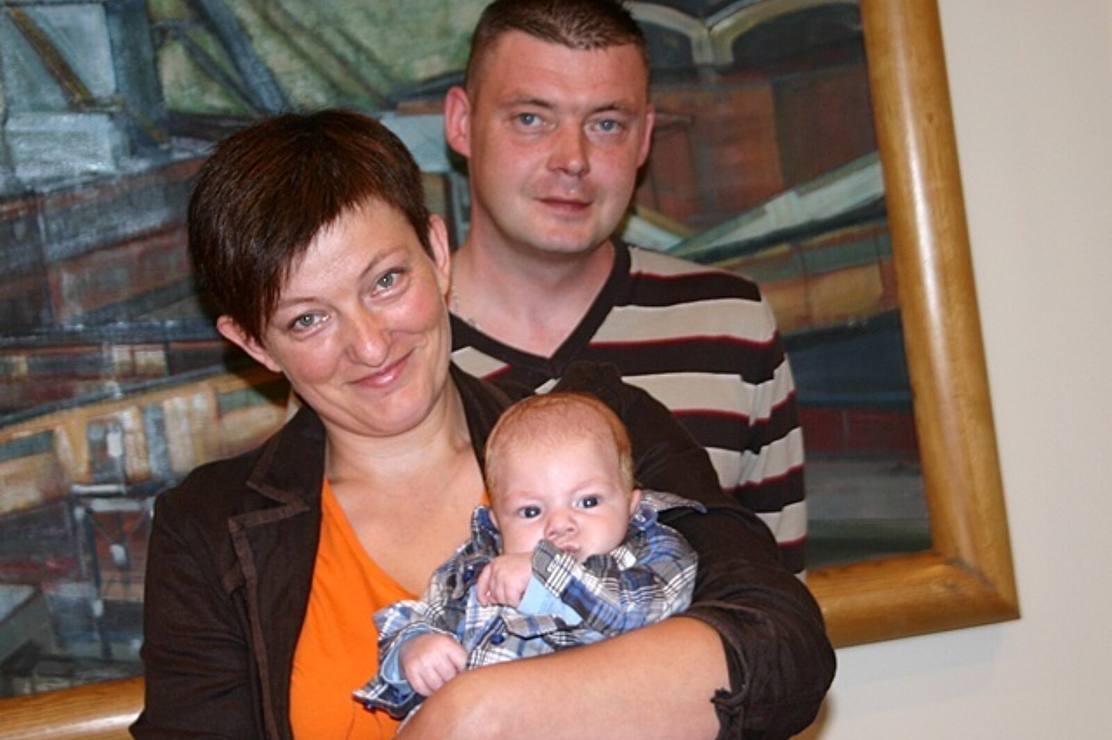 Strazak alan z rodzicami jech