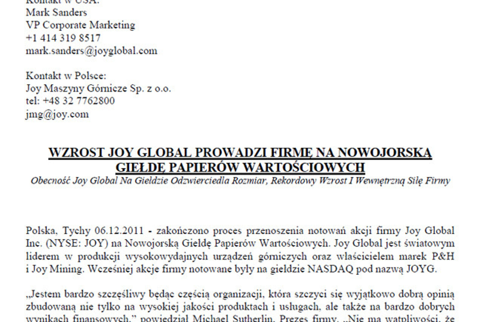 Joy global