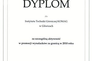 Dyplom komag wynalazki 2010 komag gliwice pl