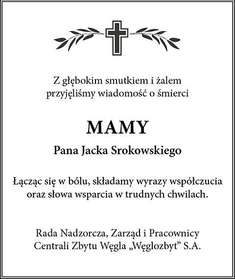Kondolencje Weglozbyt J Srokowski