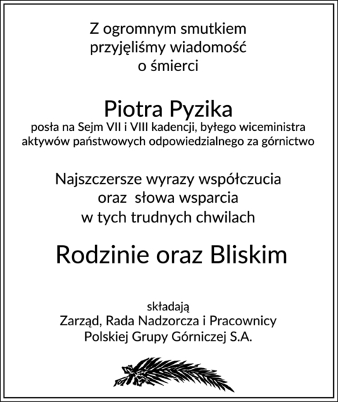 Kondolencje Pyzik B