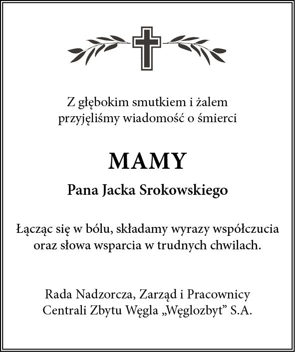 Kondolencje Weglozbyt J Srokowski