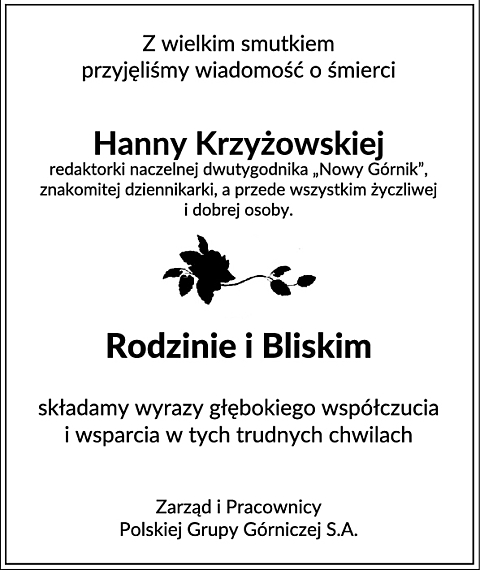 Kondolencje Hania Krzyzowska B