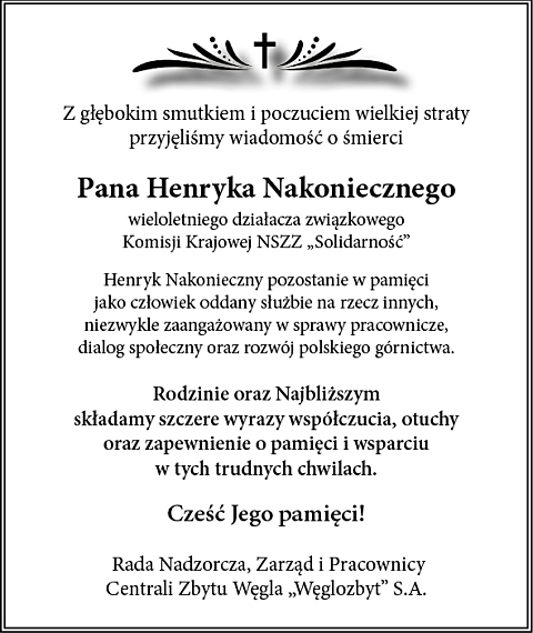 Kondolencje Weglozbyt